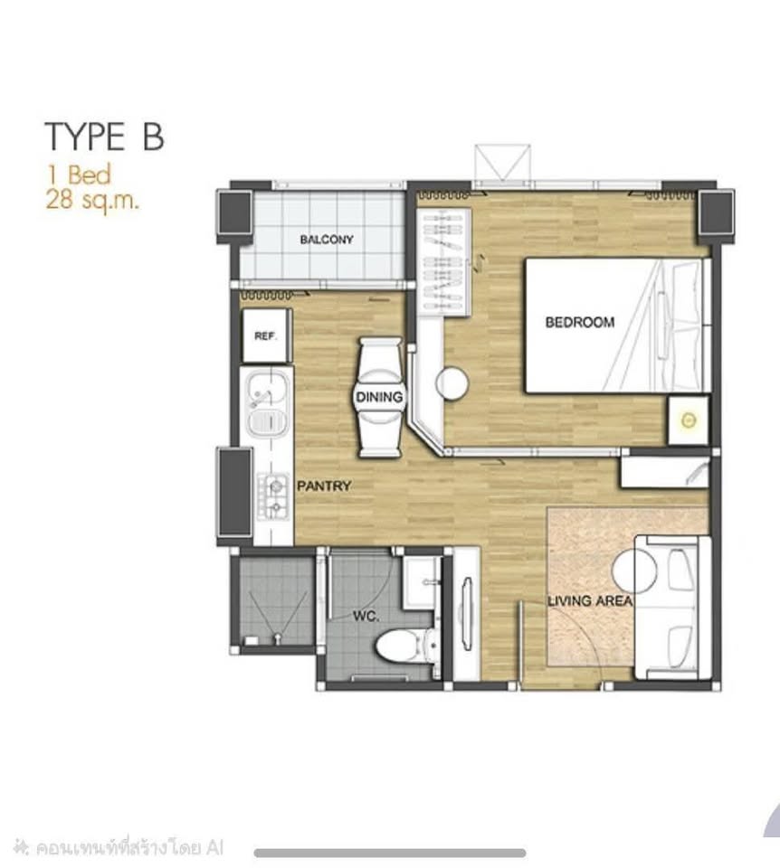 拉玛4 1室1卫公寓 出租 缩略图 3
